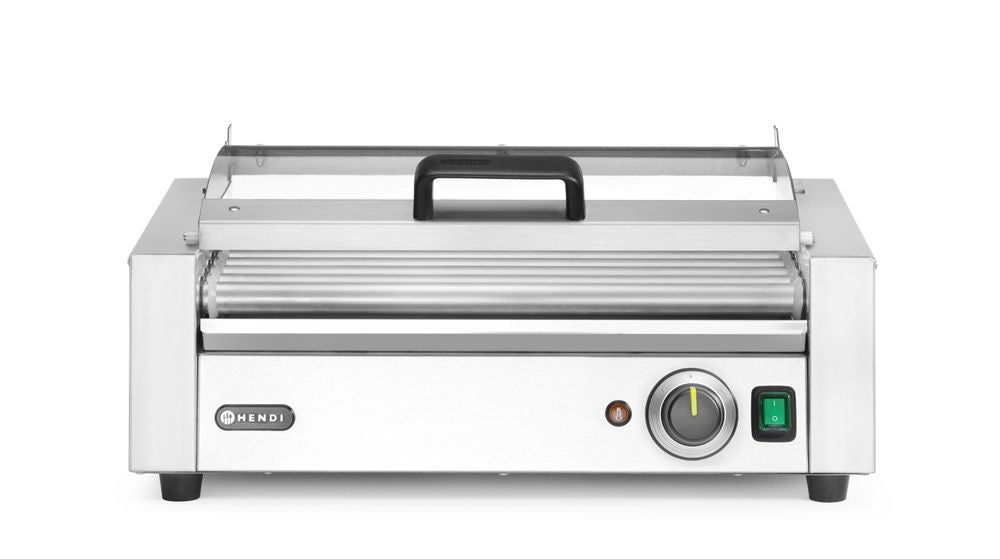 Pølserullegrill, 1 - sone med energisparende lokk, 9 ruller, 230V/790W, 566x450x(H)259mm - for Storkjøkken - XL - Storkjøkken