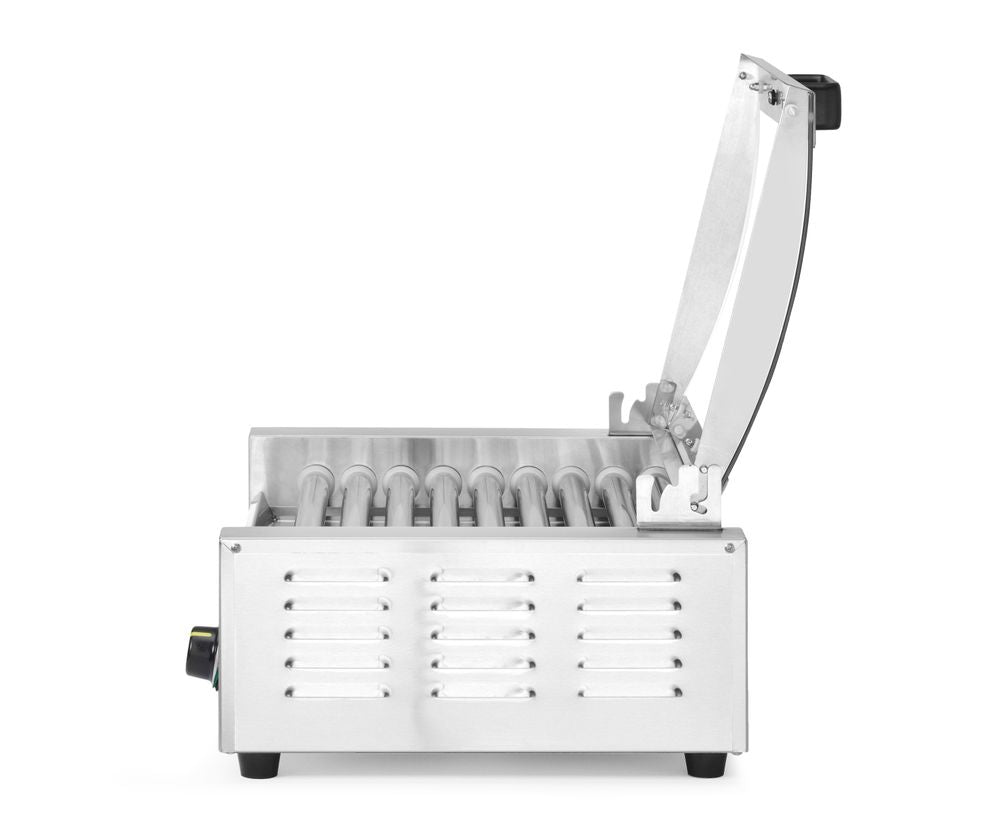 Pølserullegrill, 1 - sone med energisparende lokk, 9 ruller, 230V/790W, 566x450x(H)259mm - for Storkjøkken - XL - Storkjøkken