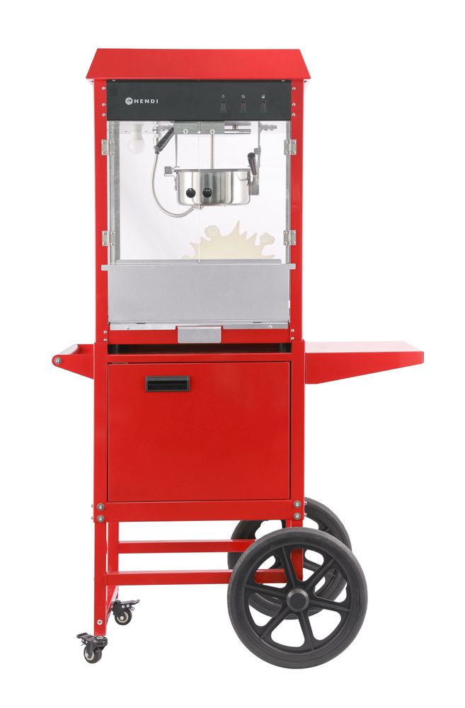 Popcornmaskin med vogn, rød, 220 - 240V/1155W, 940x510x(H)1553mm - for Storkjøkken - XL - Storkjøkken