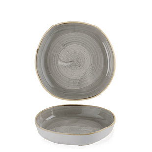 Organisk tallerken med høy kant Stonecast Peppercorn Grey, 230 mm, Min. kjøp: 6