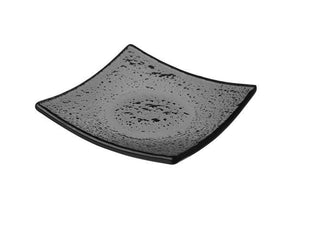 Vetro fingermat firkantet svart glassfat, 80x80mm, Min. kjøp: 6