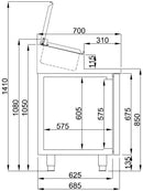 Saladette 3 dører 10x 1/3gn beholder - for Storkjøkken - XL - Storkjøkken