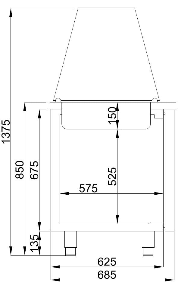 Saladette 3 dører 4x 1/1gn beholder - for Storkjøkken - XL - Storkjøkken