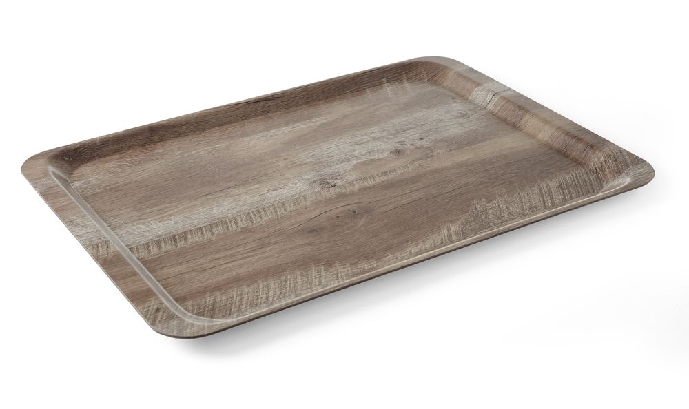 Servering av brett med melaminlaminat, ikke - glid, med tredesign, tre, 370x530mm - for Storkjøkken - XL - Storkjøkken
