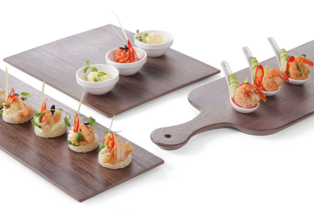 Serveringsplater, rektangulær - eik - tre design, GN 1/2, 325x265x (h) 10mm - for Storkjøkken - XL - Storkjøkken