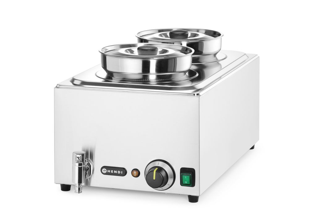 Sett: Bain - marie HENDI Ranger + 2x 4L beholder med lokk, 8L, 220 - 240V/1000W, 604x332x(H)315mm - for Storkjøkken - XL - Storkjøkken