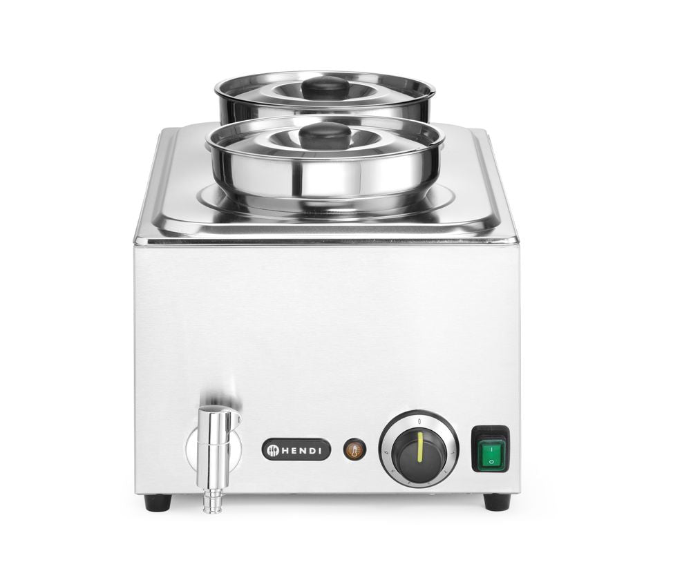 Sett: Bain - marie HENDI Ranger + 2x 4L beholder med lokk, 8L, 220 - 240V/1000W, 604x332x(H)315mm - for Storkjøkken - XL - Storkjøkken