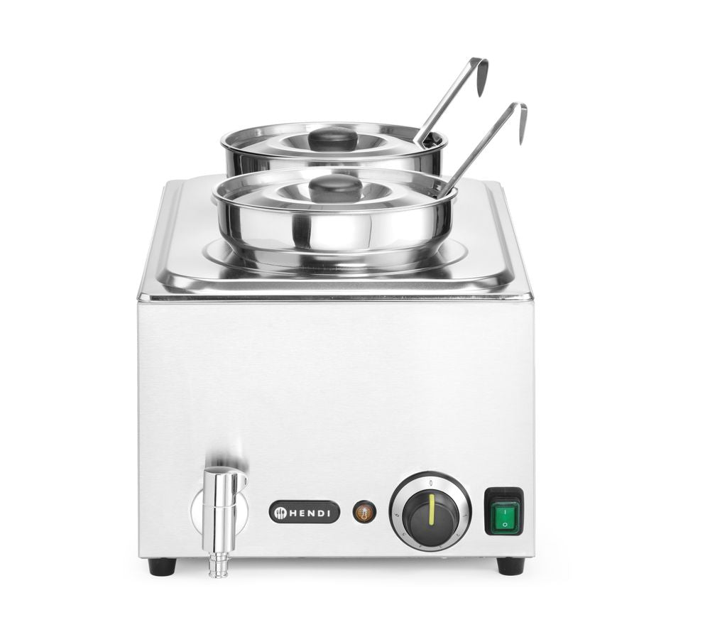 Sett: Bain - marie HENDI Ranger + 2x 4L beholder med lokk, 8L, 220 - 240V/1000W, 604x332x(H)315mm - for Storkjøkken - XL - Storkjøkken