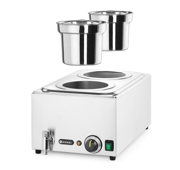 Sett: Bain - marie HENDI Ranger + 2x 4L beholder med lokk, 8L, 220 - 240V/1000W, 604x332x(H)315mm - for Storkjøkken - XL - Storkjøkken