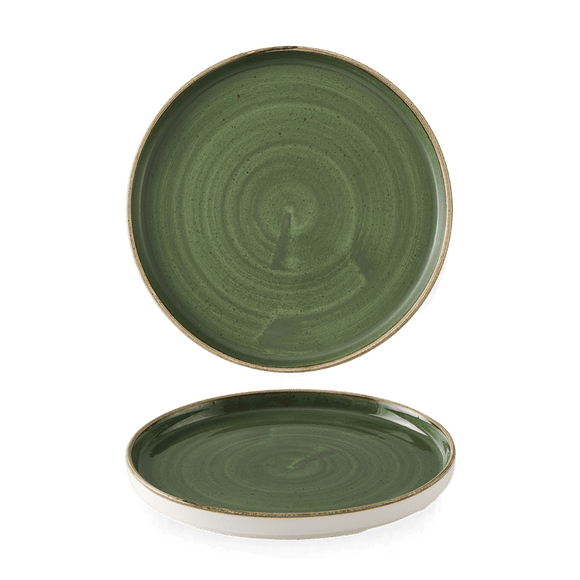 Steinstøpt tallerken med syrgrønn kant, 210 mm, Min. kjøp: 6 - for Storkjøkken - XL - Storkjøkken