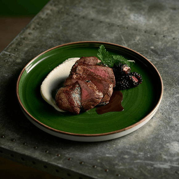 Steinstøpt tallerken med syrgrønn kant, 260 mm, Min. kjøp: 6 - for Storkjøkken - XL - Storkjøkken