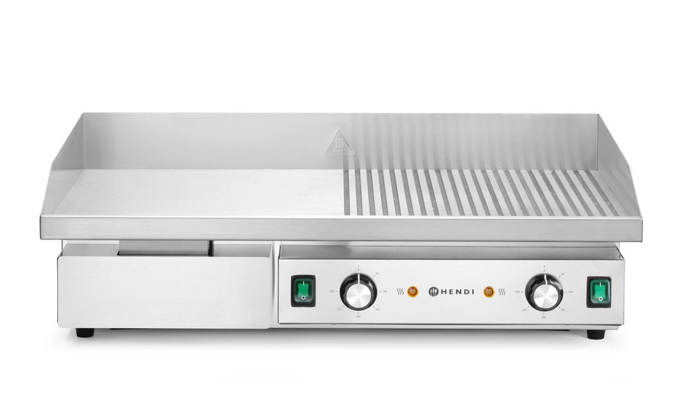 Steke, halv flat, halv ribbet, 400V/4400W, 720x460x(H)241mm - for Storkjøkken - XL - Storkjøkken