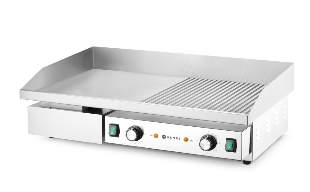 Steke, halv flat, halv ribbet, 400V/4400W, 720x460x(H)241mm - for Storkjøkken - XL - Storkjøkken