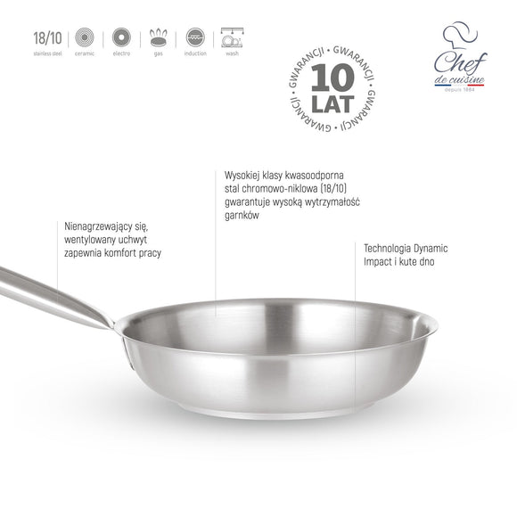 Stekepanne i rustfritt stål, 240 mm - for Storkjøkken - XL - Storkjøkken