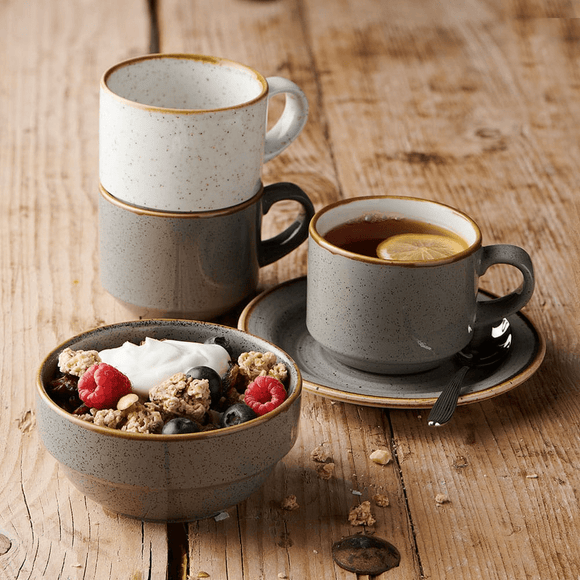 Stonecast Grå stabelkopp, 220 ml, Min. kjøp: 6 - for Storkjøkken - XL - Storkjøkken