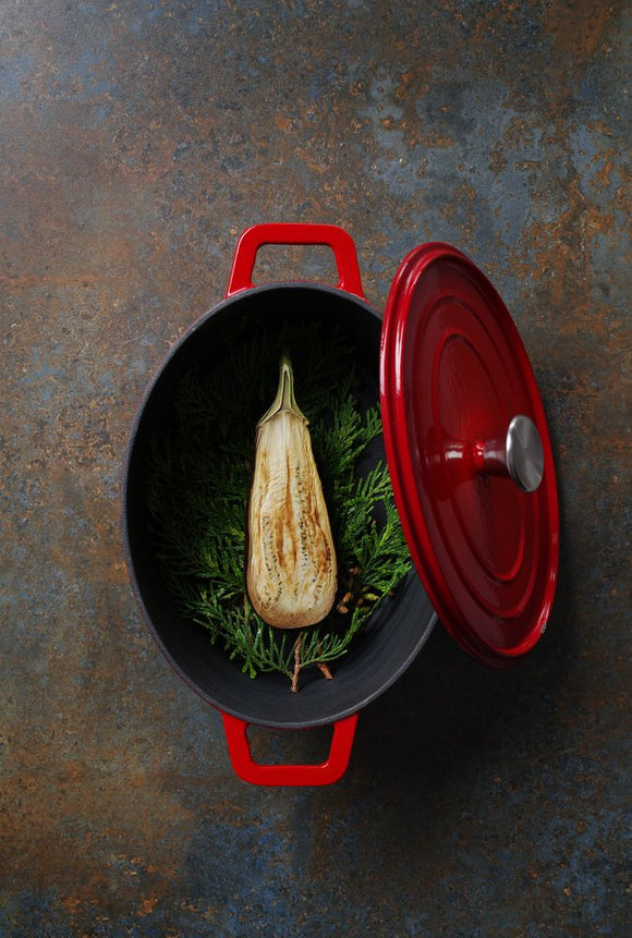 Støpejernsgryte - 4,4L - Rød - for Storkjøkken - XL - Storkjøkken