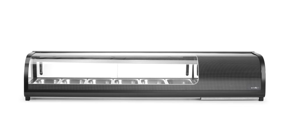 Sushi - display, beholdere inkludert: 6x GN 1/3 (H) 40mm., GN 1/3, 220 - 240V/190W, 1529x426x(H)296mm - for Storkjøkken - XL - Storkjøkken