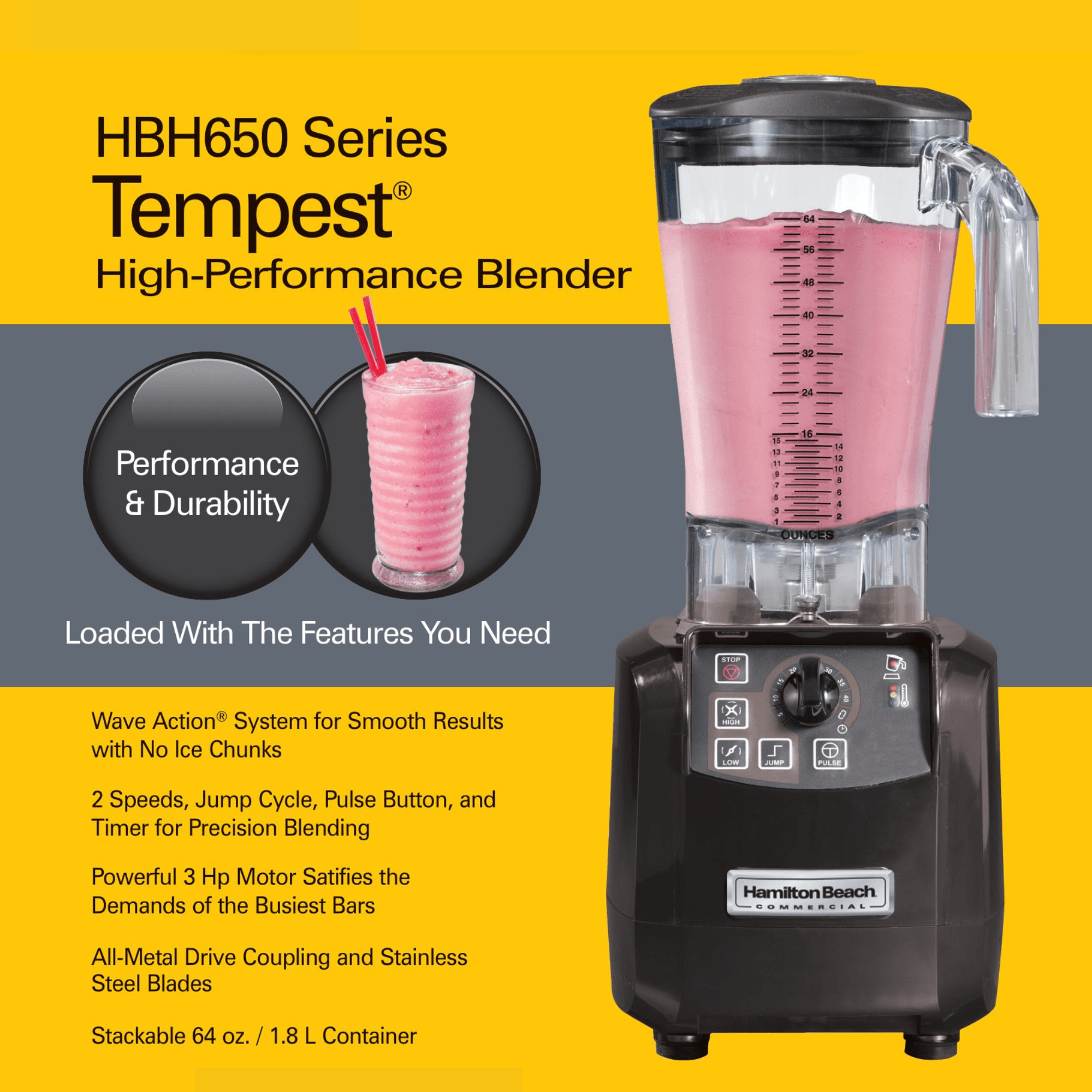 Tempest høytytende blender, 178 x 203 x (H) 457 mm - for Storkjøkken - XL - Storkjøkken