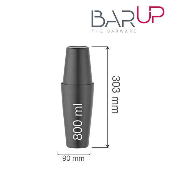 Tin - on - Tin Boston shaker, Bar up, 0,8L, Svart, ø90mm - for Storkjøkken - XL - Storkjøkken