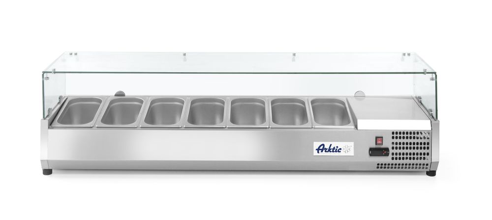 Toppmontert kjøledisplay GN 1/3, Arktic, 7x GN 1/3, 230V/180W, 1605x395x (H) 430mm - for Storkjøkken - XL - Storkjøkken