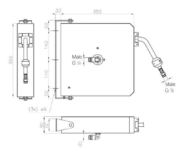 Uttrekkbar slangetrell 6 m med sprøytepistol - for Storkjøkken - XL - Storkjøkken