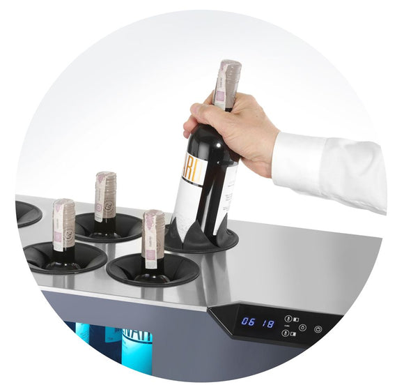 Vinkjøler for åpne flasker - benkemodell, 2 - soner, 220V/60W, 800x350x(H)293mm - for Storkjøkken - XL - Storkjøkken