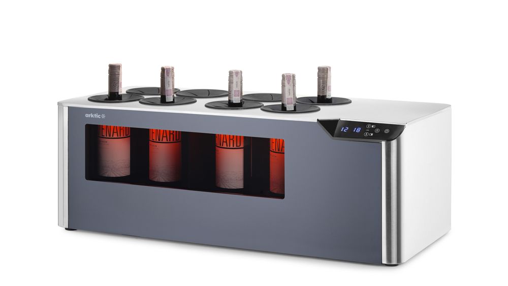 Vinkjøler for åpne flasker - benkemodell, 2 - soner, 220V/60W, 800x350x(H)293mm - for Storkjøkken - XL - Storkjøkken
