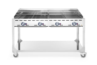 Grill Green Fire  med 4 brennere, på hjulbunnen, lysegrå, 22kw, 1400x612x (H) 825mm