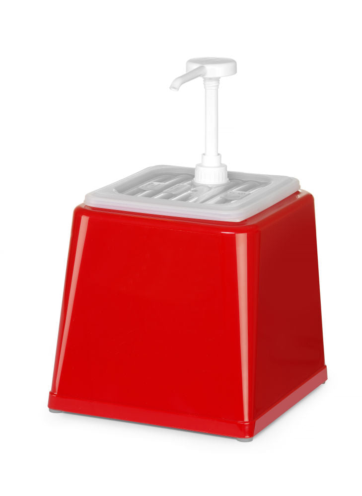 Sausdispenser med pumpe, 2,5L, rød, 230x210x (h) 250mm
