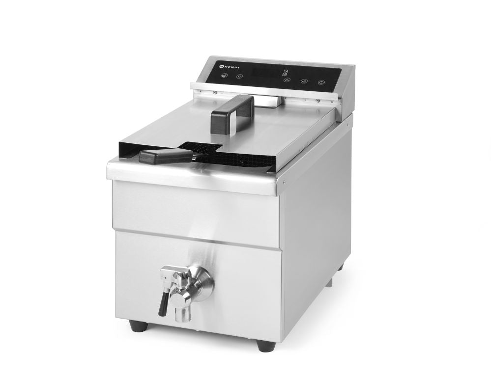Induksjon Frityr koker med avløpskran, 8 L, 8L, Lysegrå, 230V/3500W, 290x485X (H) 405mm