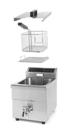 Induksjon Frityr koker med avløpskran, 8 L, 8L, Lysegrå, 230V/3500W, 290x485X (H) 405mm-2