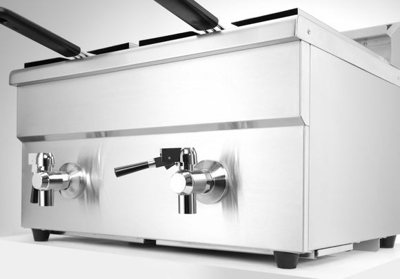 Induksjon Frityr koker med avløpskran - 2 x 8 L, 16L, 230V/7000W, 580x485X (H) 406mm