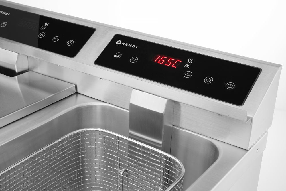 Induksjon Frityr koker med avløpskran - 2 x 8 L, 16L, 230V/7000W, 580x485X (H) 406mm