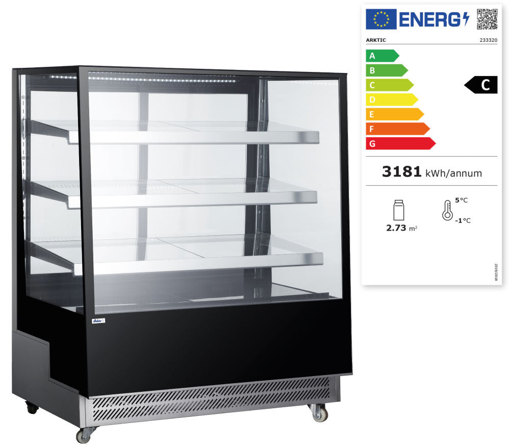 Kjølemonter med 3 skrå hyllerr, Arktic, 500L, 230V/490W, 900x805X (H) 1445mm