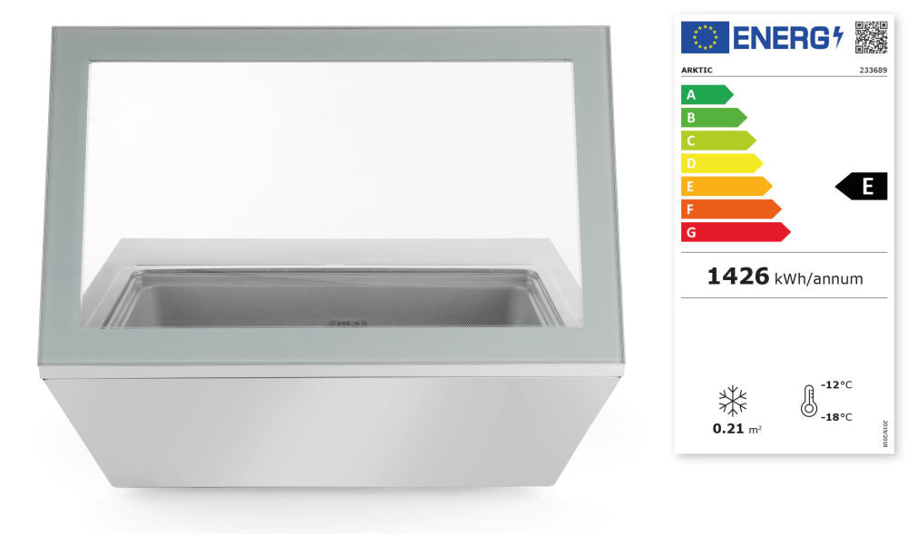 Fryseboks med stort glasslokk 77L, Arktic, 230V/220W, 805x666x (H) 305mm