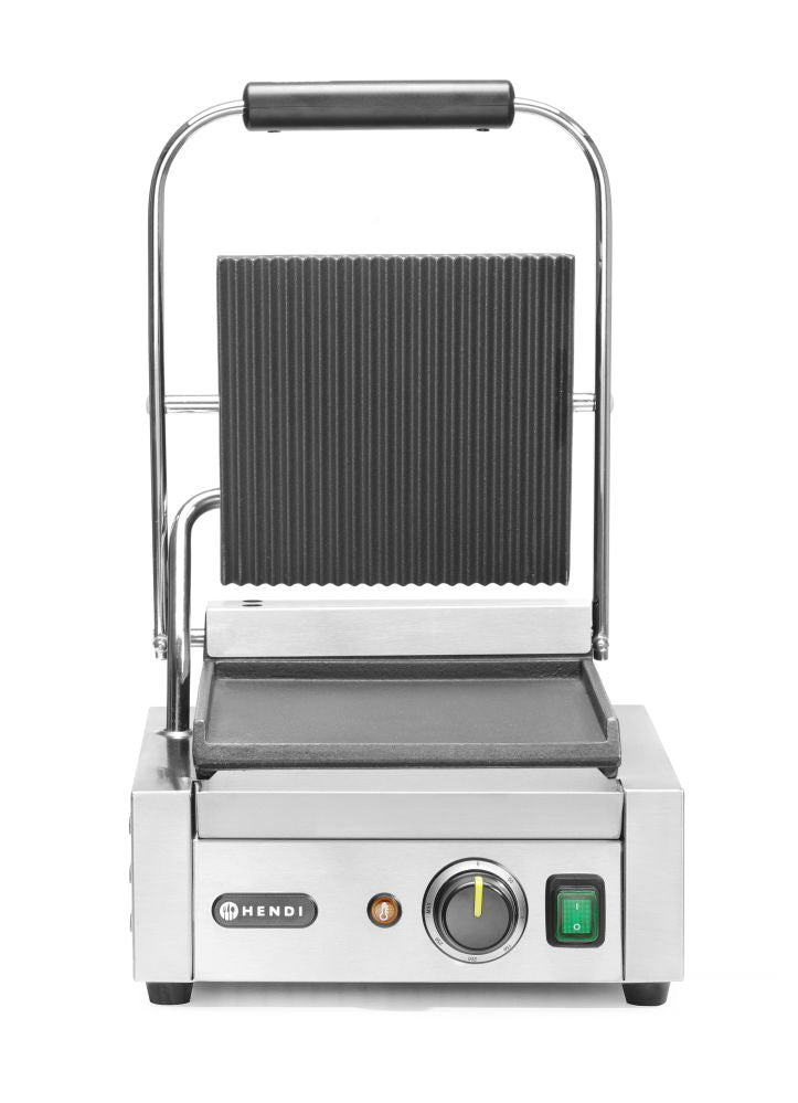Kontakt Grill - Enkelt versjon, ribbet topp og glatt bunn, 230v/1800W, 310x370x (H) 210mm