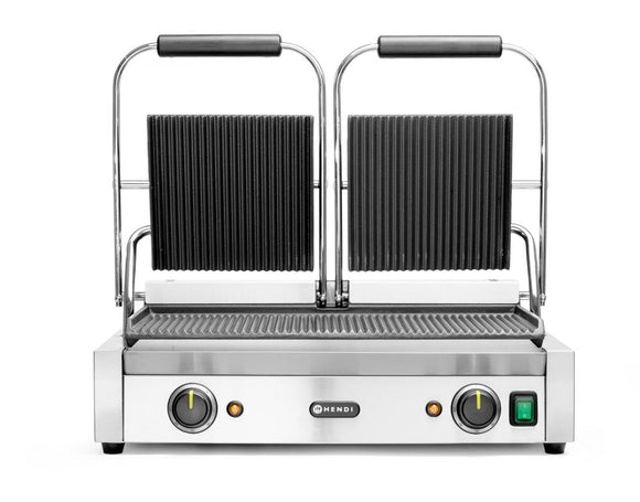 Kontakt Grill - Dobbeltgrill helt ribbet, ribbet topp og bunn, 230V/3600W, 570x370X (H) 210mm