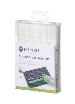Tavle markører med smalt spiss, 5 hvite markører