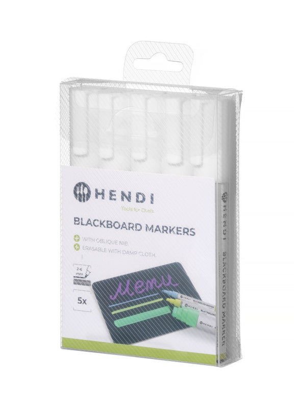 Tavle markører med smalt spiss, 5 hvite markører