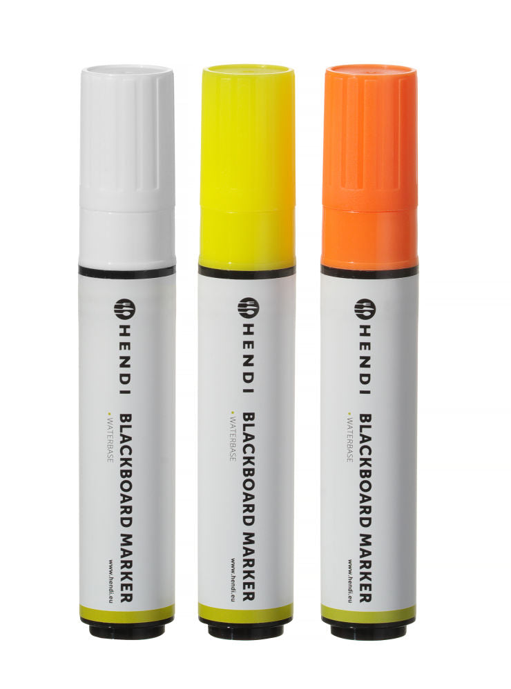 Tavle Markers 15 mm, 1 hvit, 1 oransje og 1 gul markør, 3 stk
