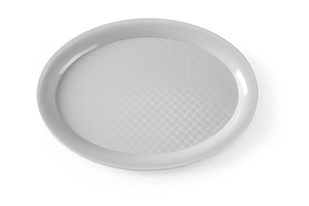 Polypropylen fastfood - brett, oval, lysegrå, 265x195x (H) 15mm