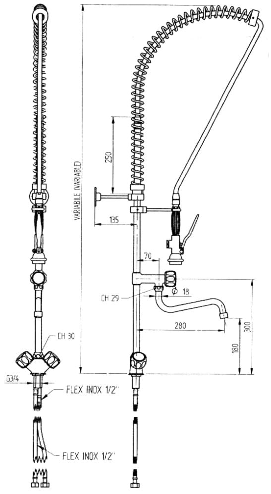 Kran med forskylledusj,