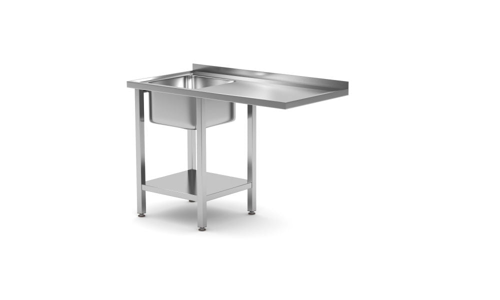 Bord med vask, oppvaskmaskin og hylle, venstre, 1200x700x (h) 850mm - for Storkjøkken - XL - Storkjøkken
