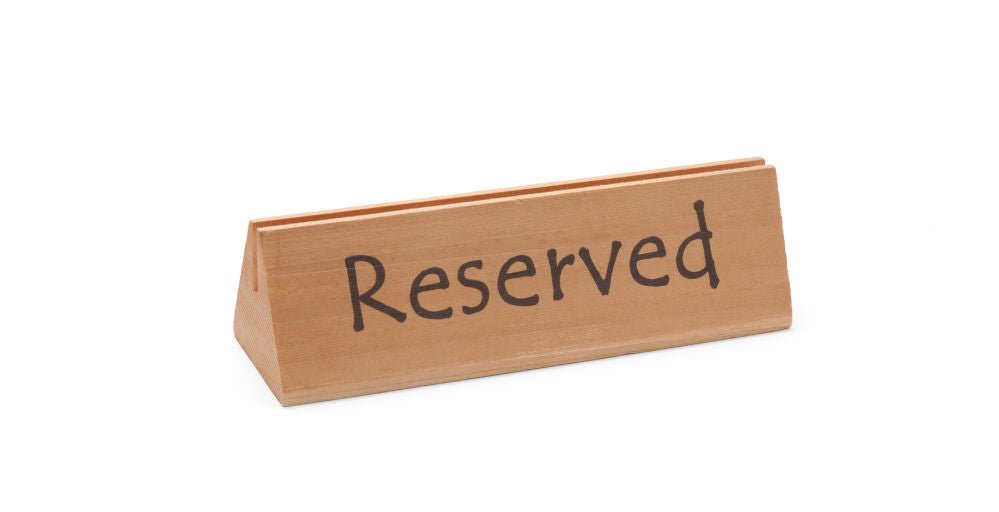Bordskilt reservert, "reservert", 152x44x (h) 44mm - for Storkjøkken - XL - Storkjøkken