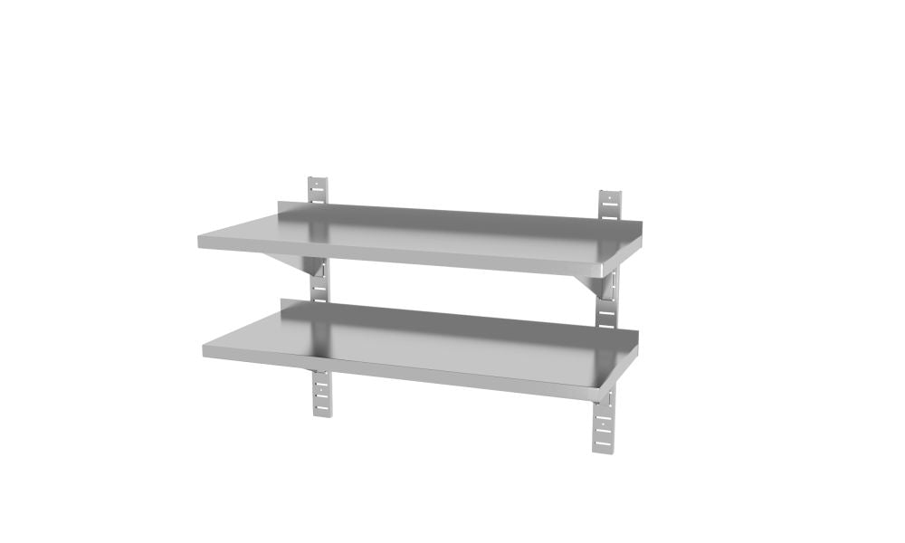 Dobbeltjusterbar vegghylle, med to stålbraketter, 1000x400X (H) 600mm - for Storkjøkken - XL - Storkjøkken