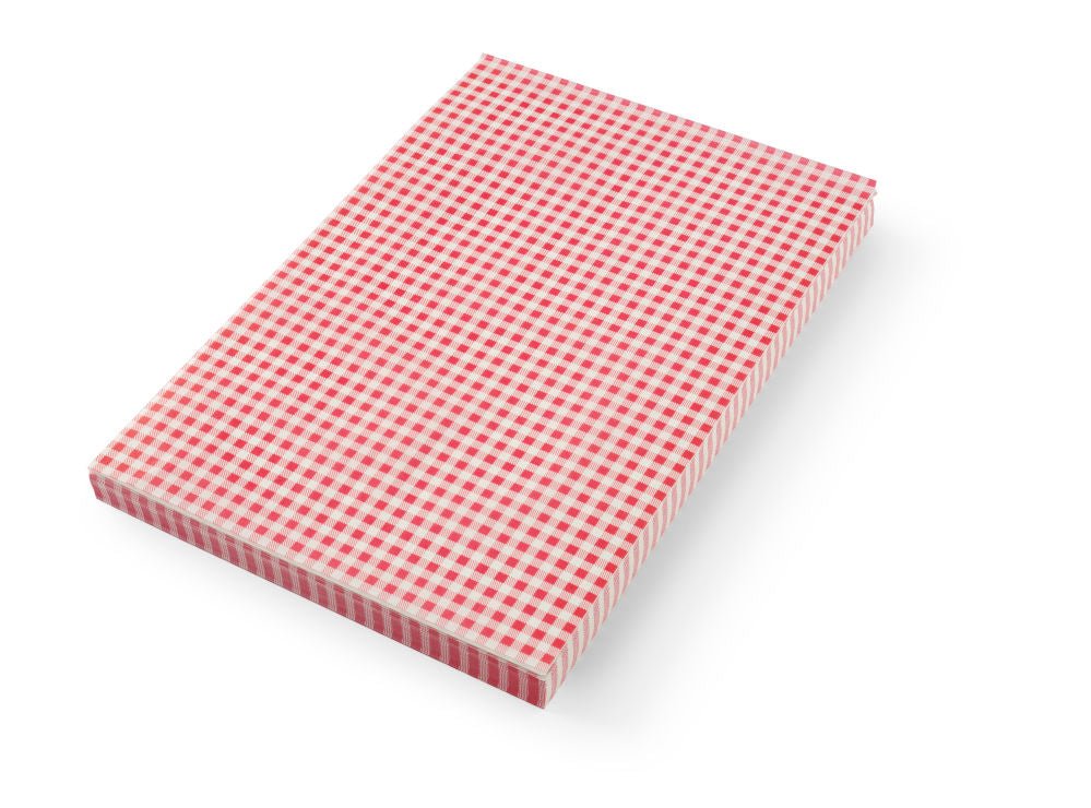 Fettfast papir dekkpapir - 500 stk, sjekket mønster, 500 stk., 420x275mm - for Storkjøkken - XL - Storkjøkken