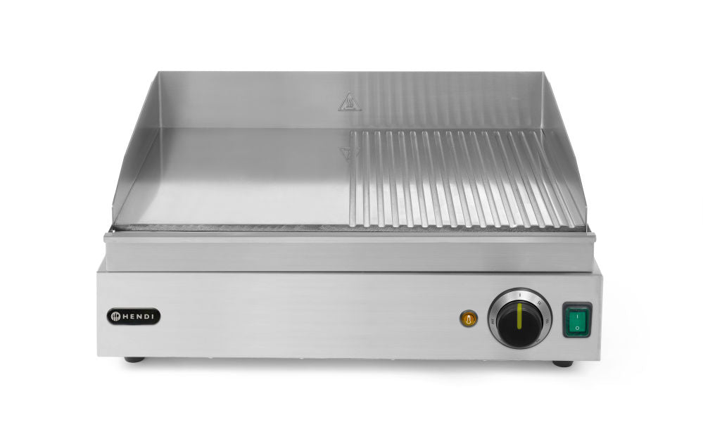 Flatgrill 50 % rillet, 1/2 Flat, 1/2 Ribbed, 230V/2400W, 550x380X (H) 240mm - for Storkjøkken - XL - Storkjøkken