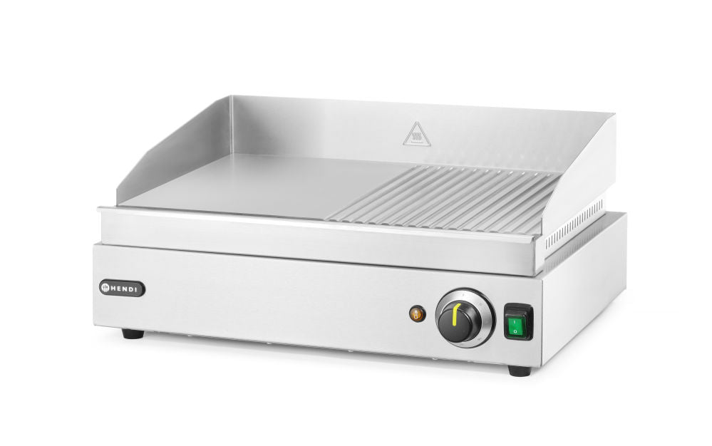 Flatgrill 50 % rillet, 1/2 Flat, 1/2 Ribbed, 230V/2400W, 550x380X (H) 240mm - for Storkjøkken - XL - Storkjøkken