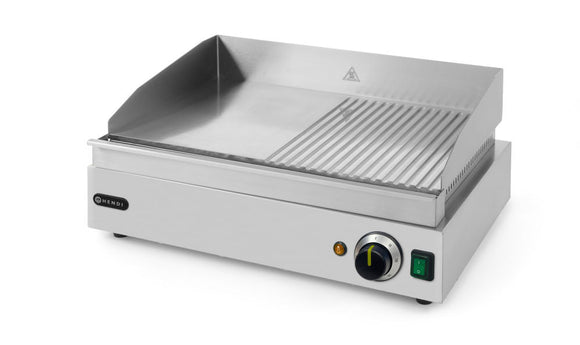 Flatgrill 50 % rillet, 1/2 Flat, 1/2 Ribbed, 230V/2400W, 550x380X (H) 240mm - for Storkjøkken - XL - Storkjøkken