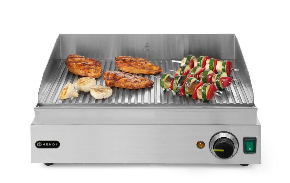 Flatgrill rillet, helt ribbet, 230V/2400W, 550x420X (H) 240mm - for Storkjøkken - XL - Storkjøkken
